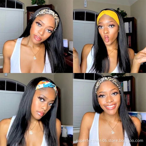 150% Density Headband Wig Human Hair For Black Women With Headband Malaysian Straight Headband Human Hair Wigs